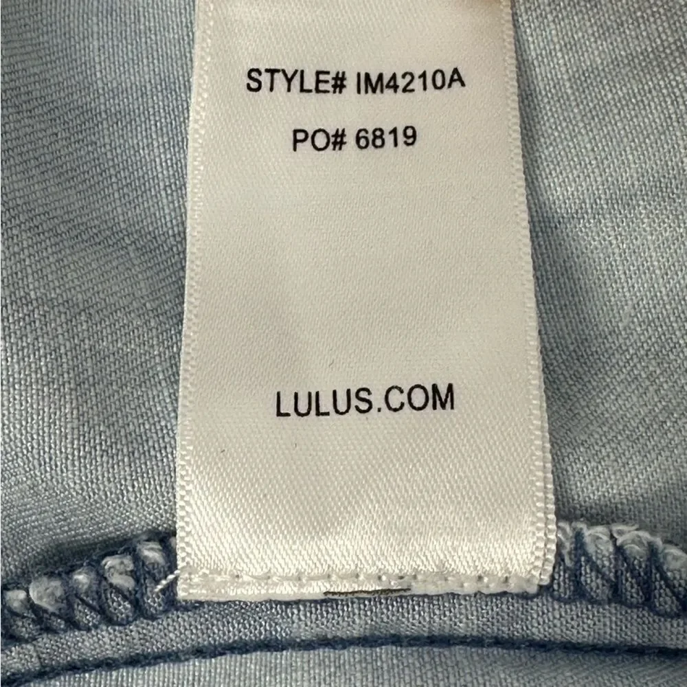 LULUS Women’s Light Blue Denim Lace Up Shift Dress Sz S